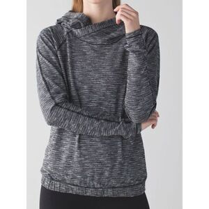70- LULULEMON HEALTHY HEART GRAY YOGA HIGH NECK SHRT TOP SWEATSHIRT SZ M